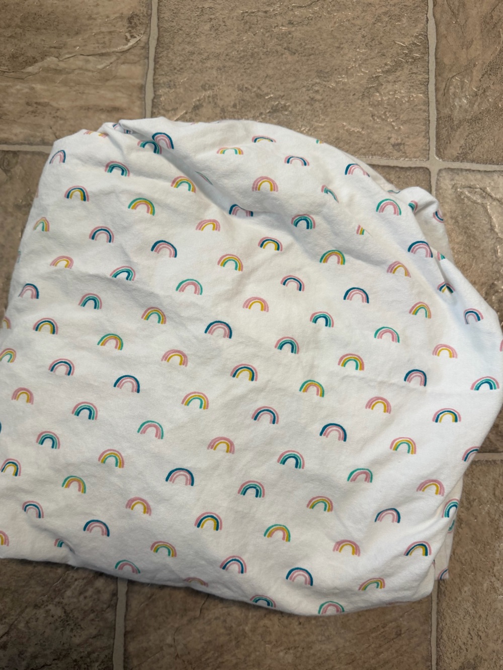 cloud island Crib Sheet- White with Multicolor Rainbow Print